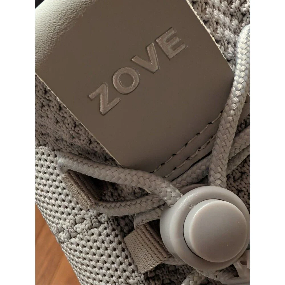 ZOVE Wide Toe Box Walking Shoes Gray Women's No-Tie Bungee Sneakers Size 43